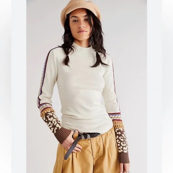 Free People Switch It Up Crochet-Trim Thermal Top L - Picture 1 of 14